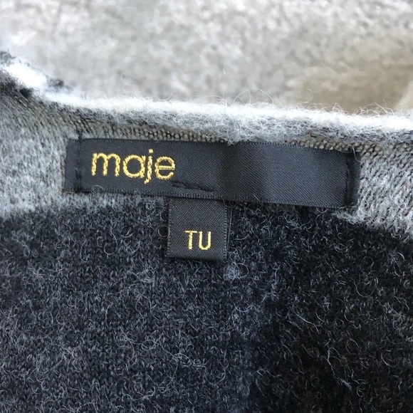 Maje Woven Block Panel Wool Blend Poncho - Picture 7 of 12